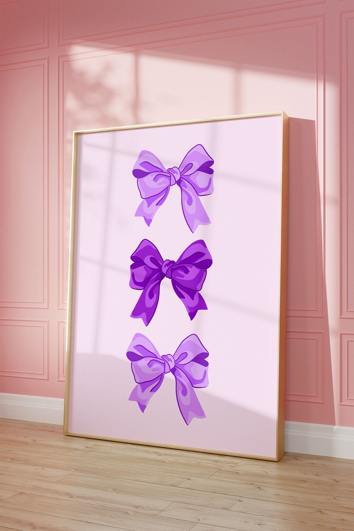 Purple Coquette Bows Trio Girly Bedroom Aesthetic Wall Poster - Image 3