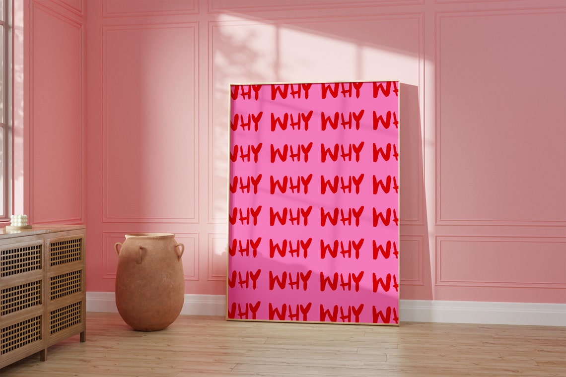 Pink and Red Retro WHY Typography Poster in Bold Repeated Lettering - Image 2