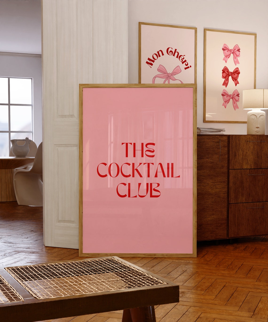Pink The Cocktail Club Retro Poster with Bold Red Typography - Image 3