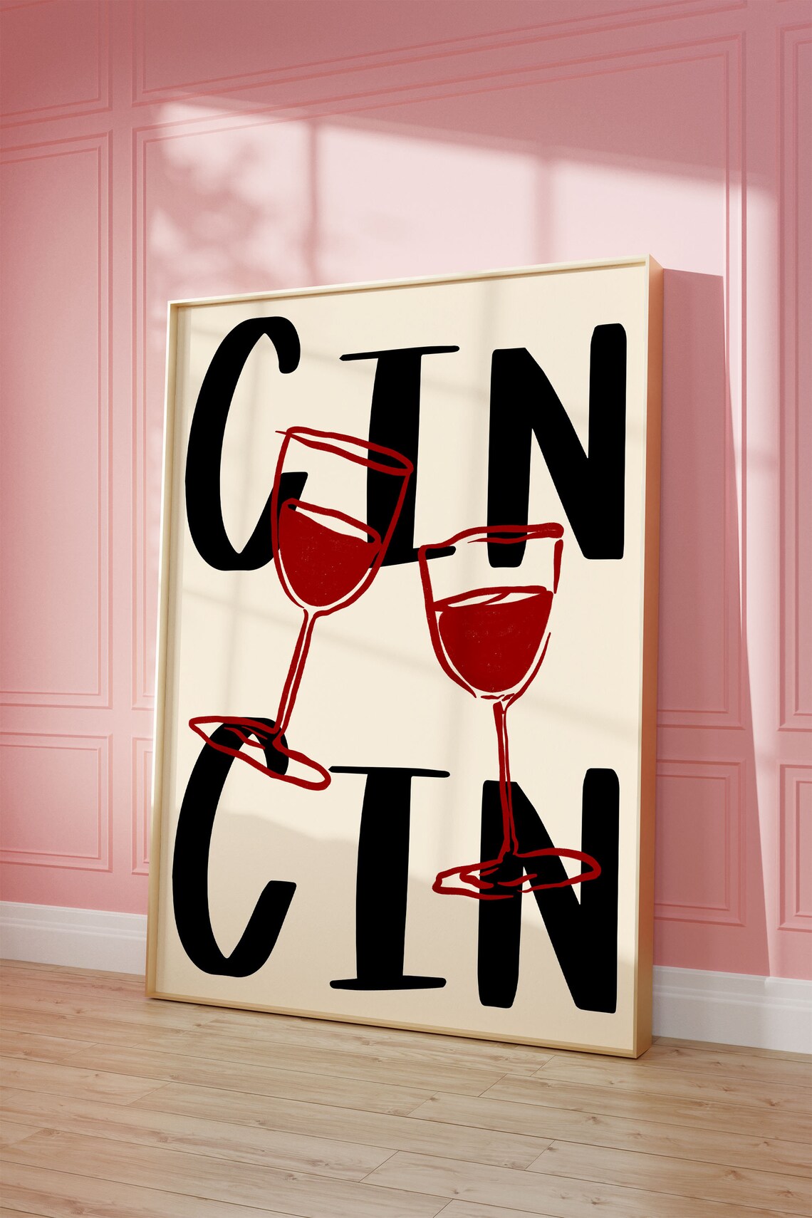 Cin Cin Wine Retro Poster, Bar Cart Wall Art - Image 2