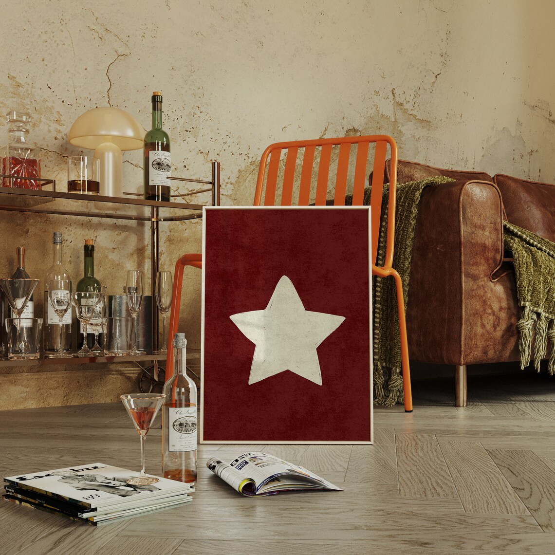 Retro Hand Drawn Star Art Print, Vintage Decor - Image 2