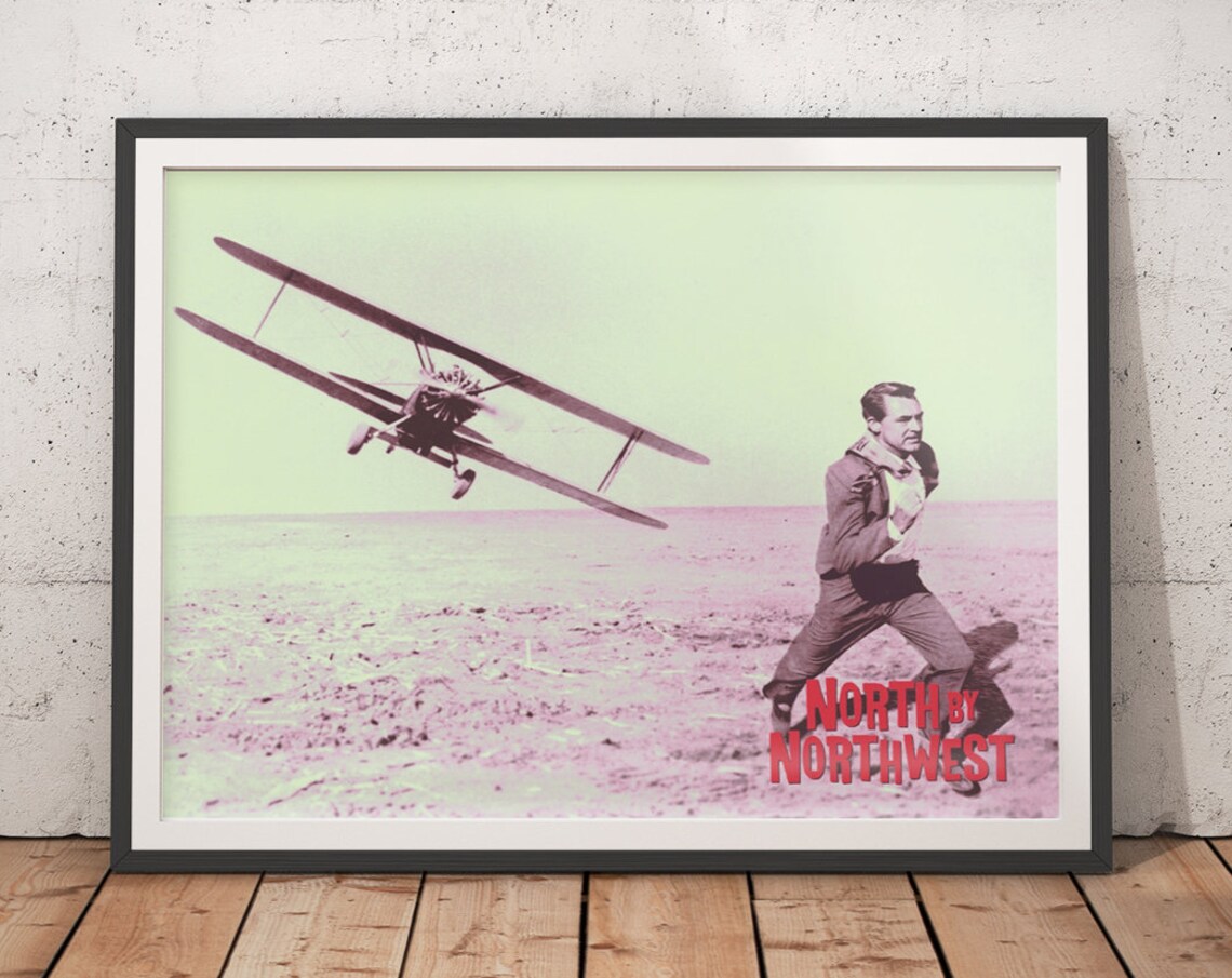 North By Northwest Hitchcock Movie Poster, Minimal Style