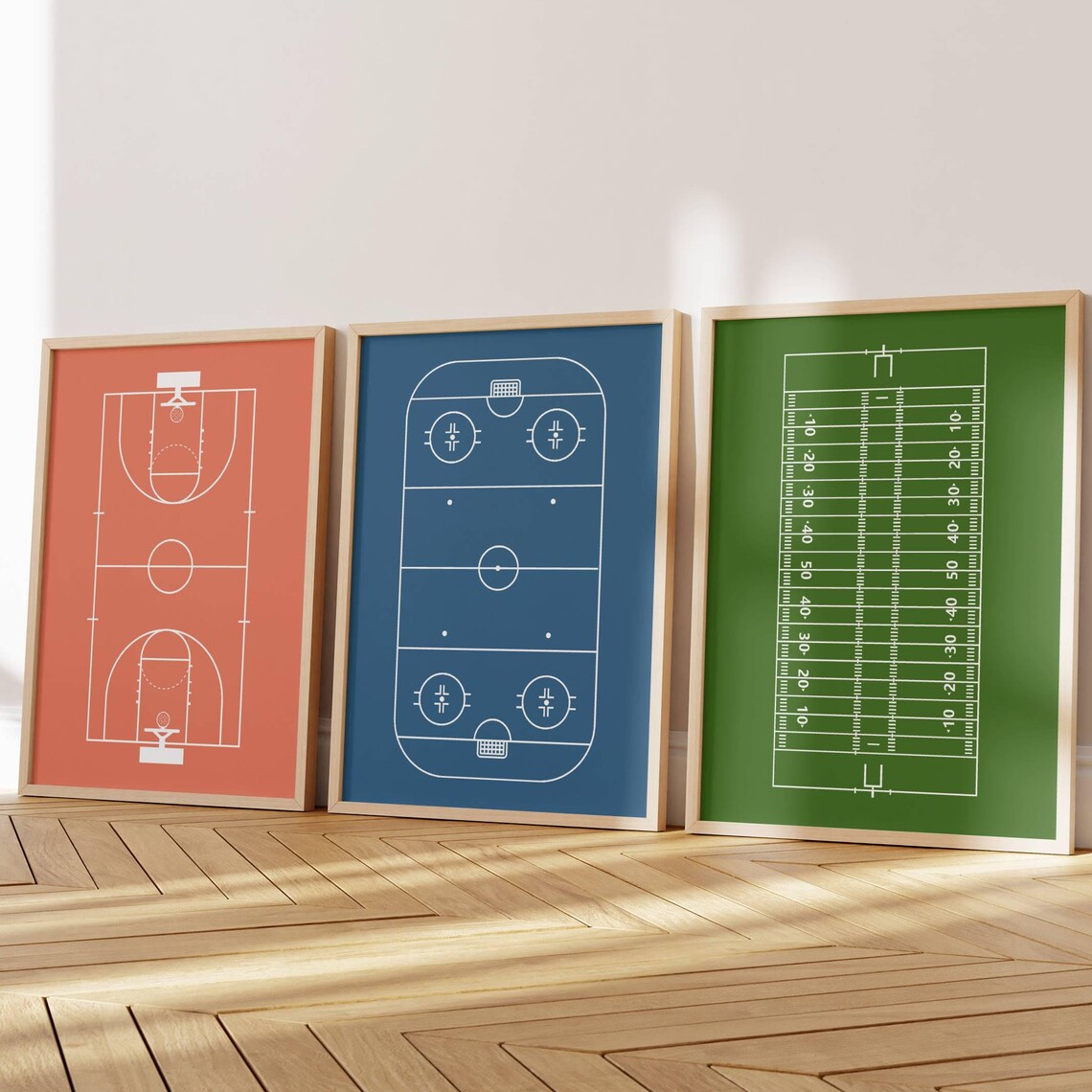 Sports Fields Set, Minimalist Game Room Poster