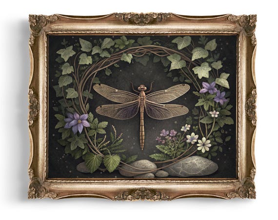 Dragonfly Art Nature Wall Decor Insect Print Botanical Illustration Artwork Home Instant