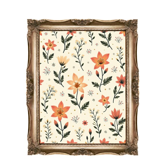 Floral Pattern Wall Art For Kids Or Nurseries Flower Design Nursery Decor Room Botanical
