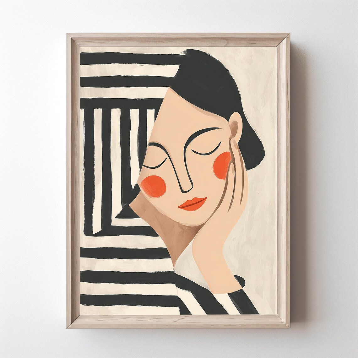 Modern Abstract Woman Art Print, Minimalist Portrait