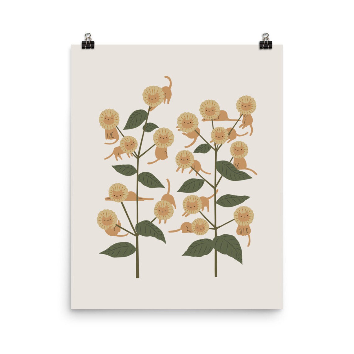 Cat and Plant Art Print, Customer Favorite