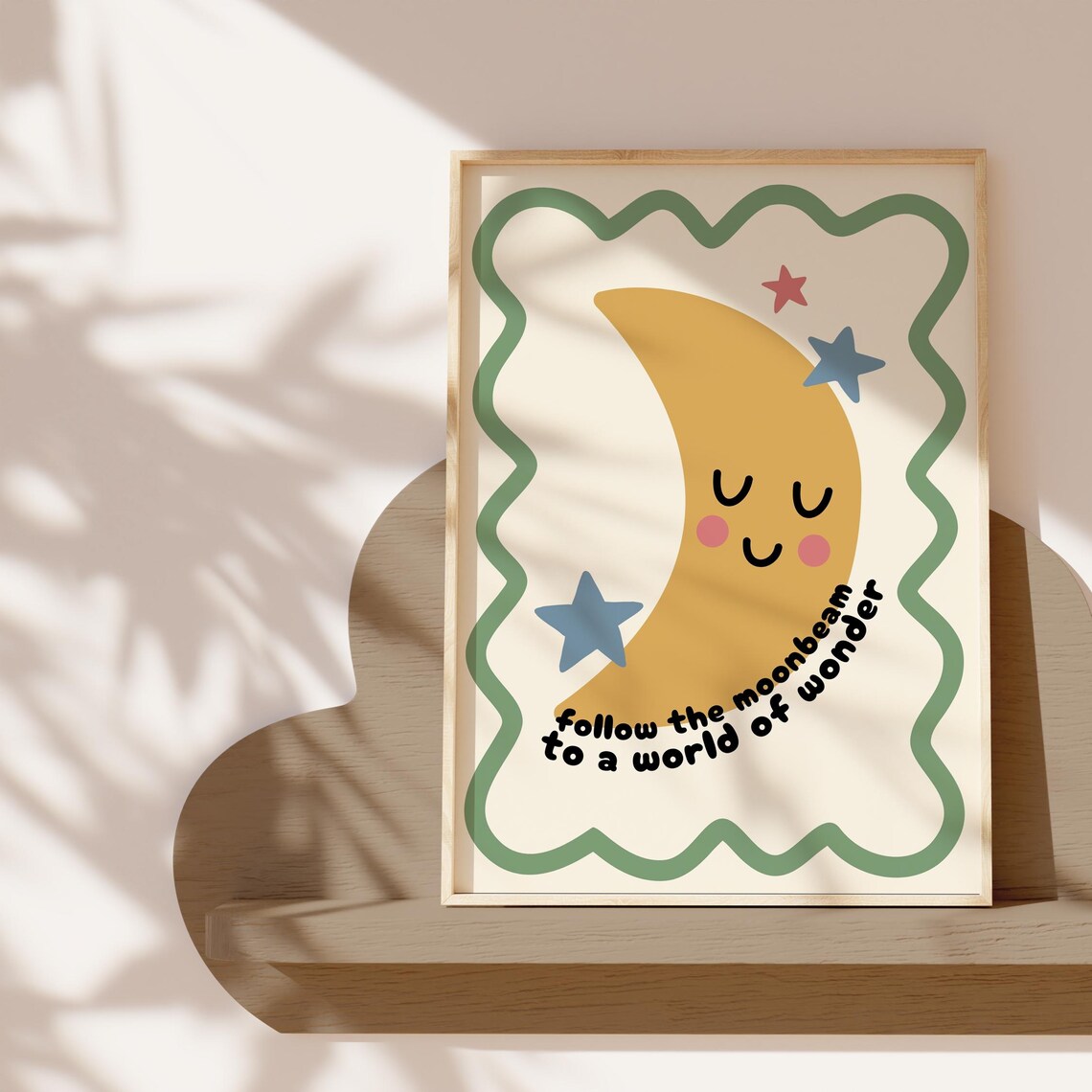 Follow The Moon Beam Kids Nursery Art Print - Image 2