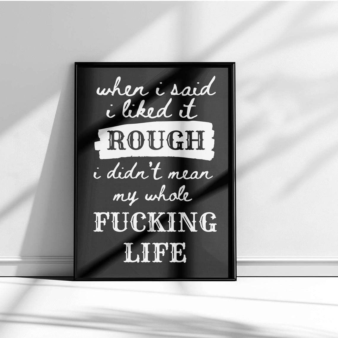 When I Said I Liked It Rough Red on Pink Sweary Quote Poster - Image 5