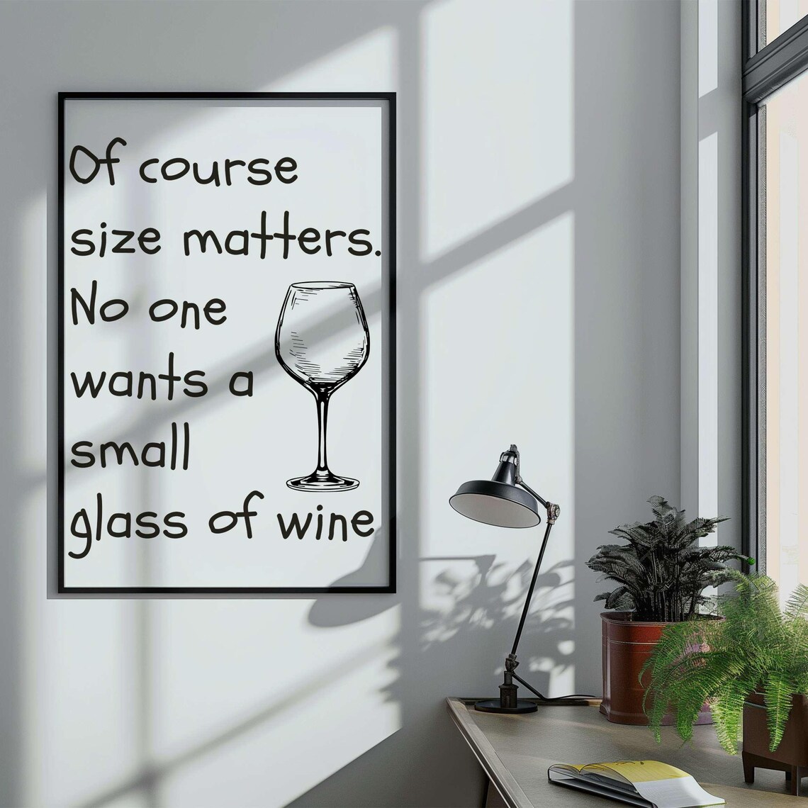 Of Course Size Matters Funny Wine Glass Lovers Cheeky Quote Poster - Image 2