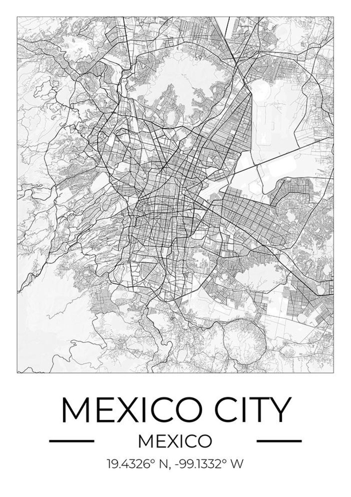 Mexico City Mexico Square City Street Map Art Travel Gift Poster - Image 4