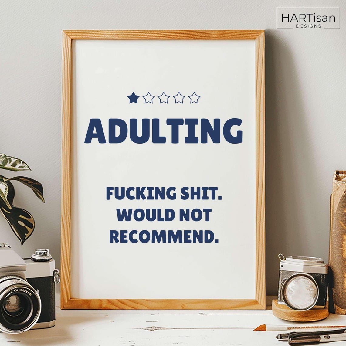 Adulting One Star Review Funny Sarcastic Cheeky Green Quote Poster - Image 4