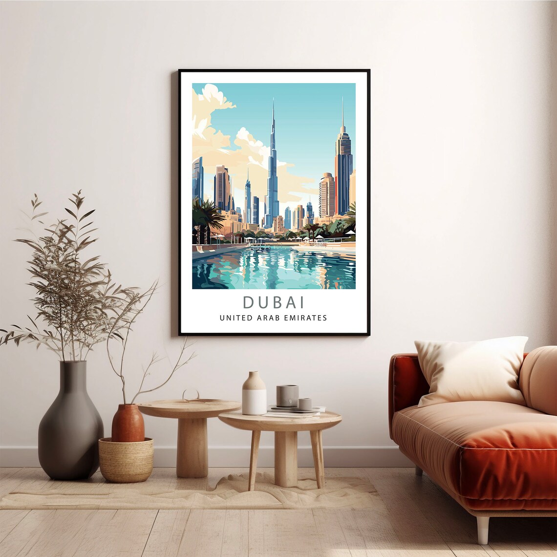 Dubai Skyline Burj Khalifa Waterfront Daytime View Travel Poster - Image 3