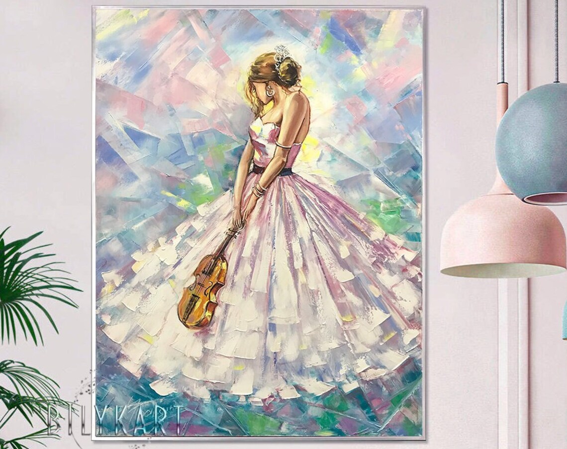 Abstract Violinist Woman Art Print, Musical Portrait - Image 3