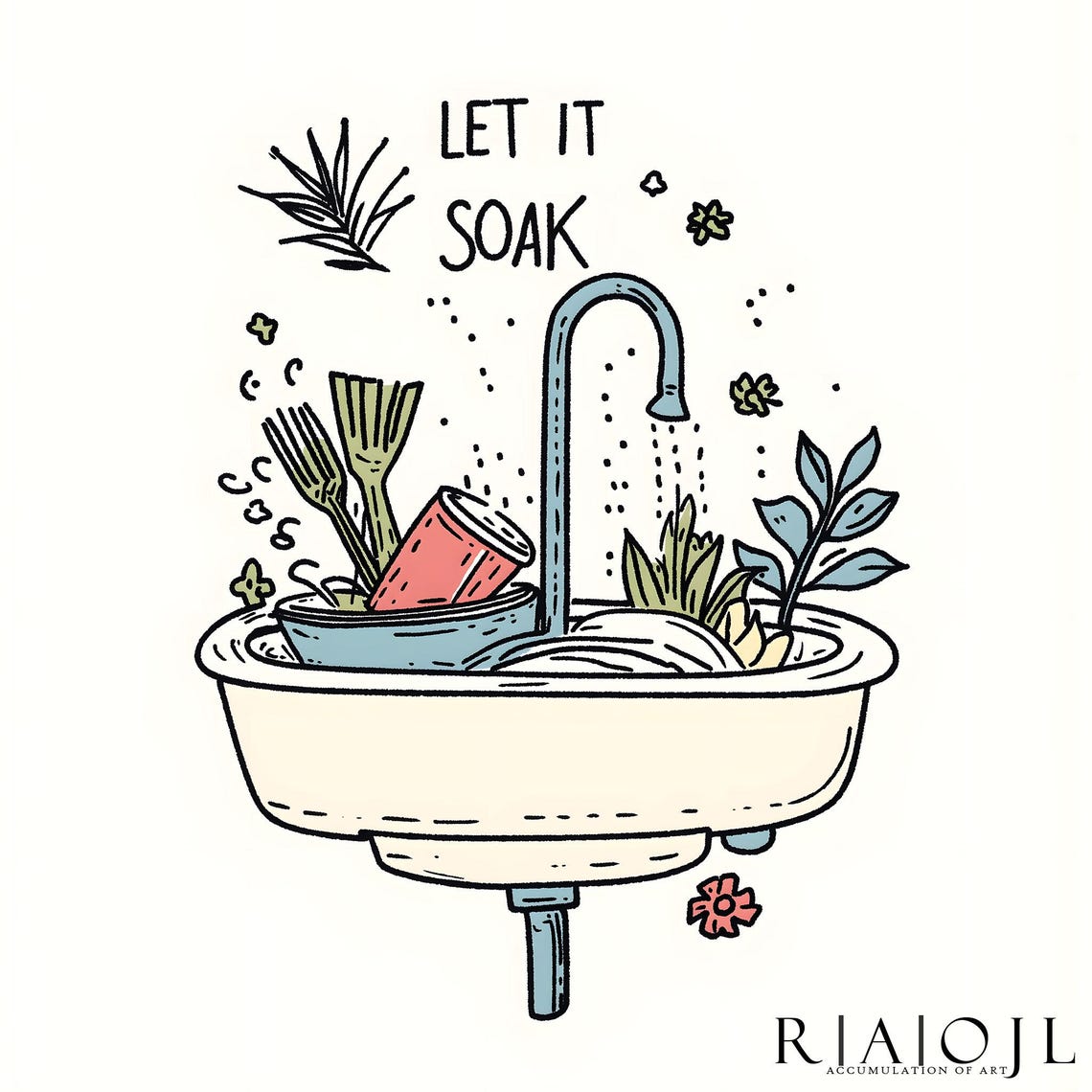 Let It Soak Kitchen Sink Funny Dishware Humor Wall Decor Poster - Image 4