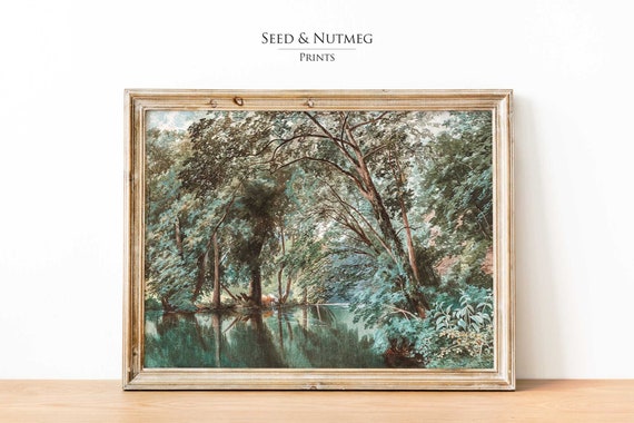 Forest Landscape Wall Art Prints Antique Oil Painting Light Academia Trees 87