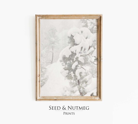Bare Winter Tree Snowy Forest Minimalist Vintage Landscape Poster