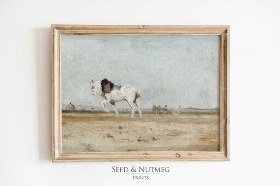 Vintage Farmhouse Landscape Art Print Vintage Muted Neutral Wall Decor Wall Art Oil Painting Print 316