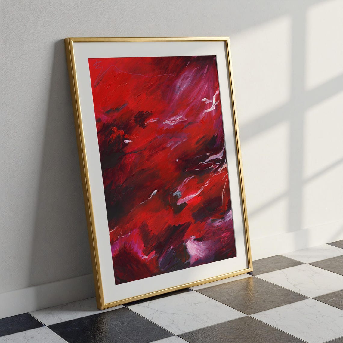 Deep Red Moody Abstract Expressionist Dramatic Painting Poster