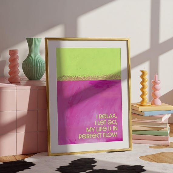 Pink And Green Affirmation Poster Motivational Colourful Wall Art Quote Print Modern Room Dcor Inspirational Saying