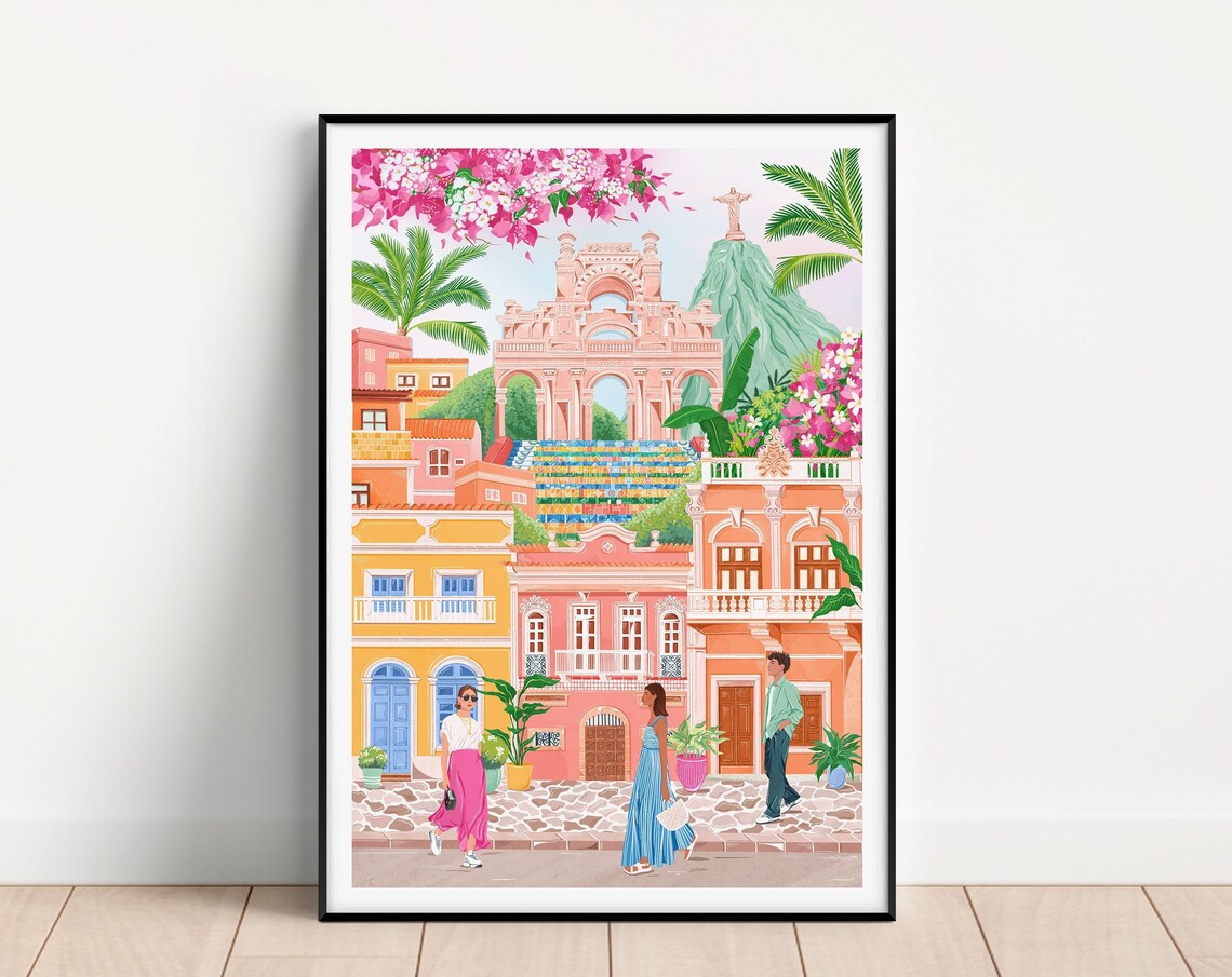 Rio De Janeiro Brazil Travel Poster, Maximalist Decor