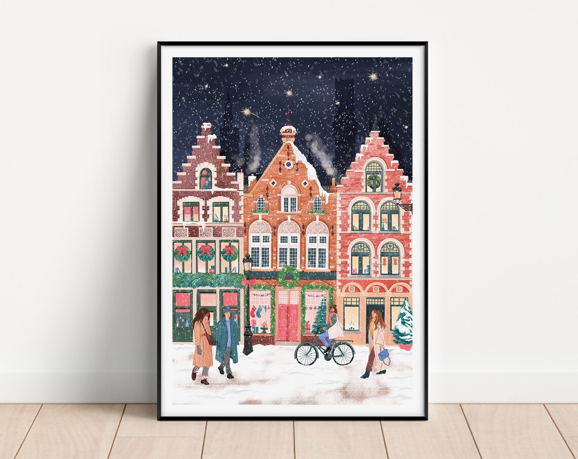 Bruges at Christmas Travel Poster, Christmas Decor - Image 2