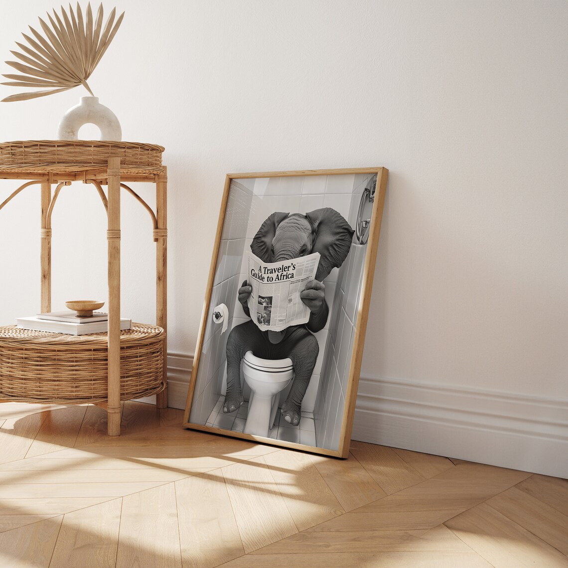 Elephant on the Toilet Reading Newspaper Poster - Image 2