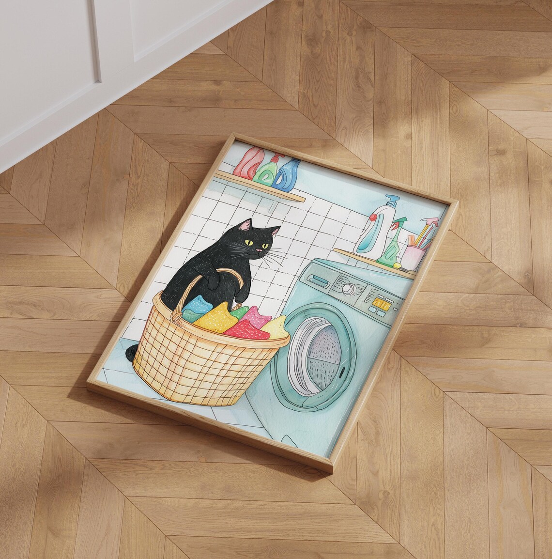 Black Cat Laundry Day Poster, Cute Laundry Decor - Image 6