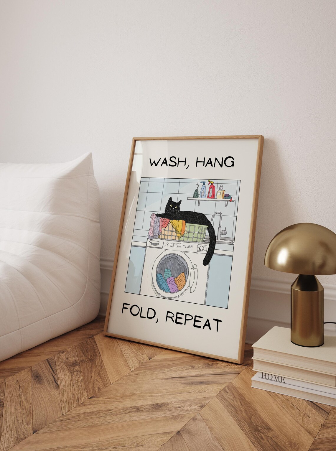 Wash Hang Fold Repeat Cat Poster, Bathroom Decor - Image 3