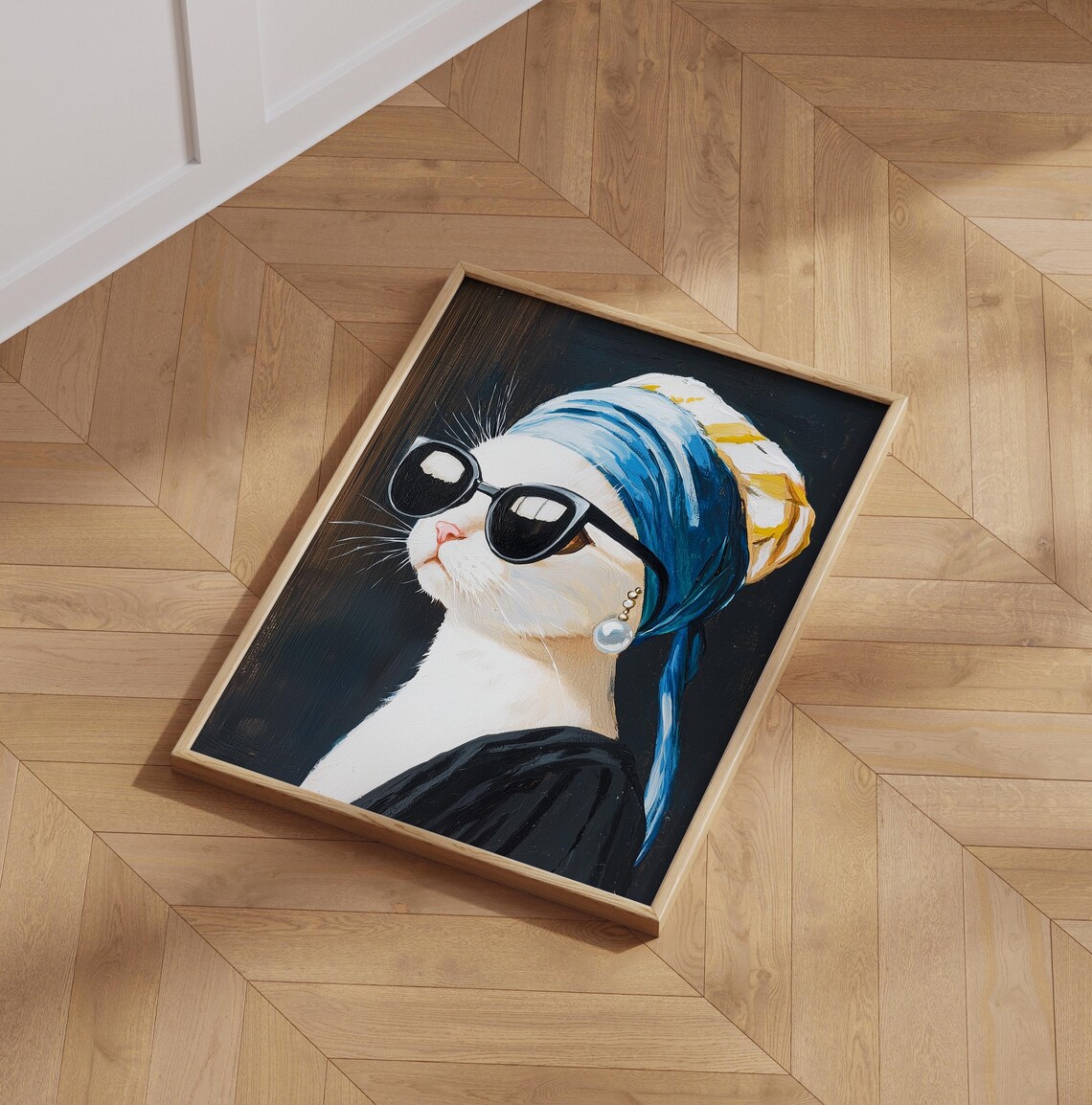 Cat With A Pearl Earring, Funny Cat Illustration - Image 6