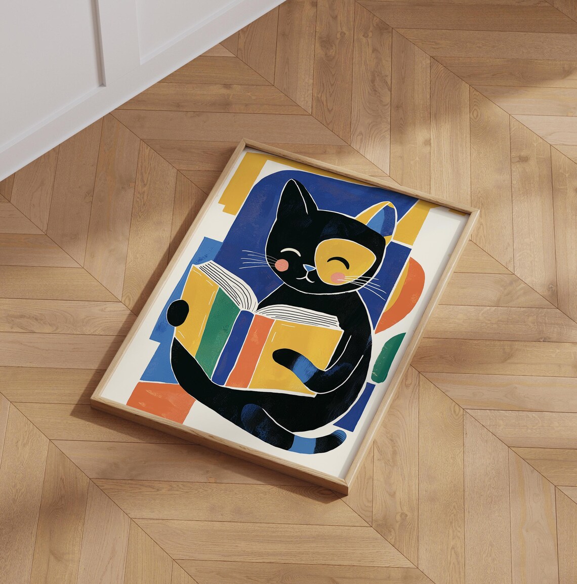 Cat Reading A Book, Cute Modern Art Print - Image 6