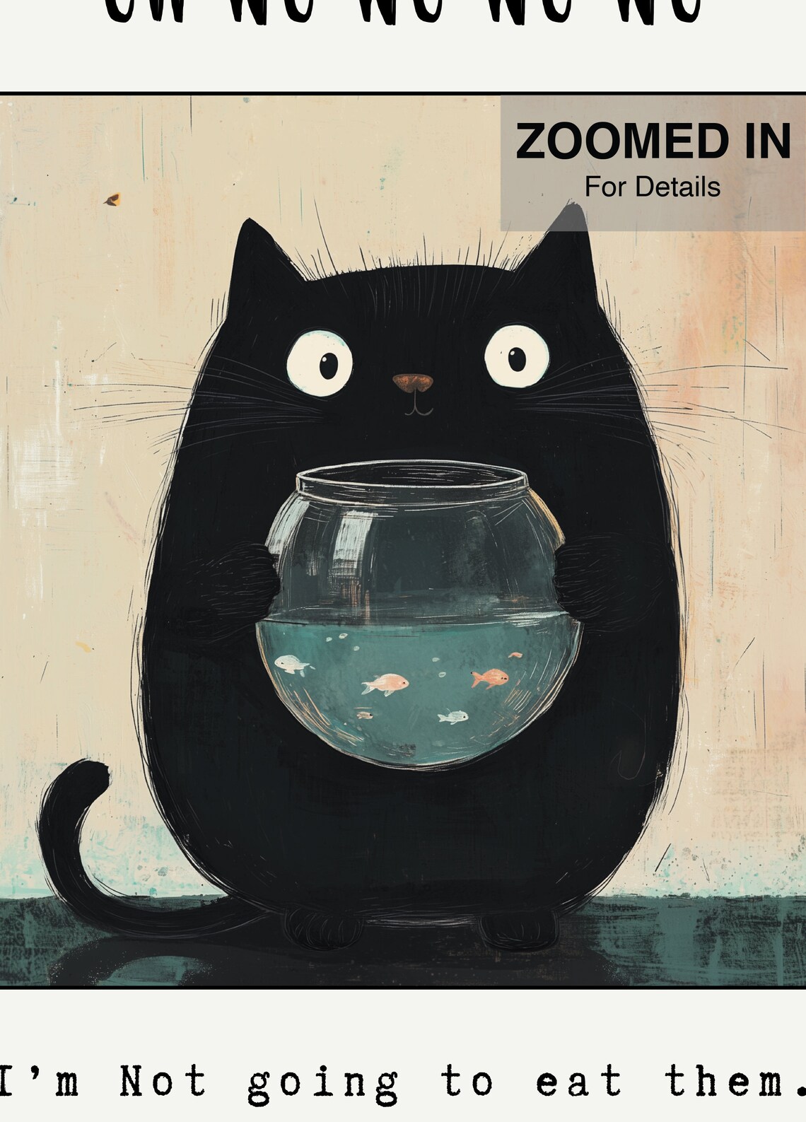 Funny Black Cat, Cute Cat Illustration Print - Image 5