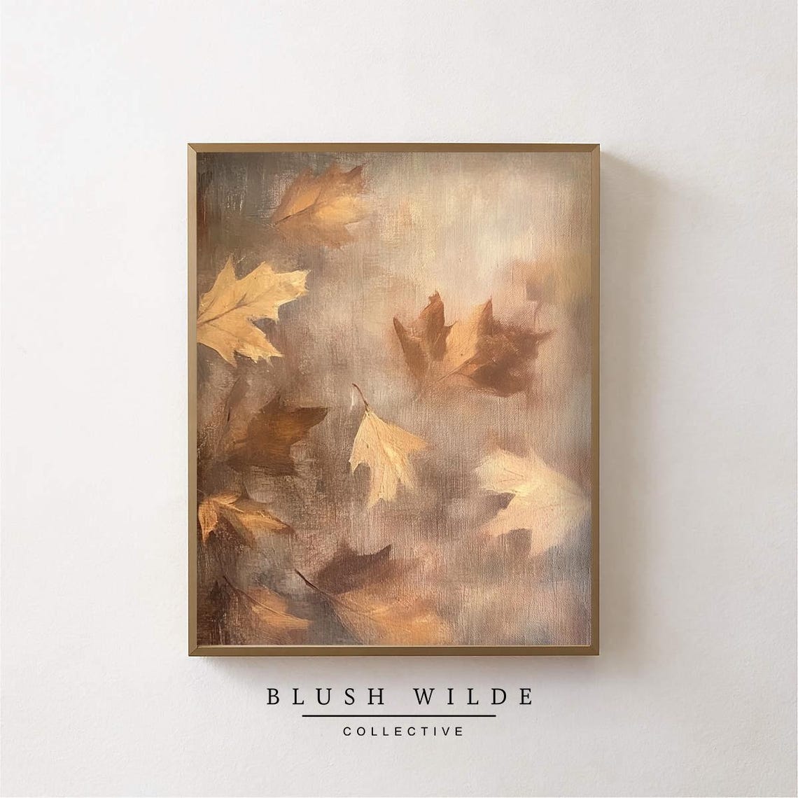 Vintage Fall Leaves Oil Painting Moody Autumn Art