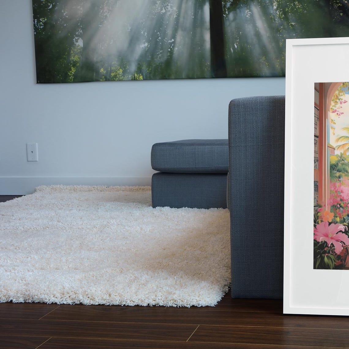 Tropical Garden Terrace Through Archway Vibrant Mediterranean Poster