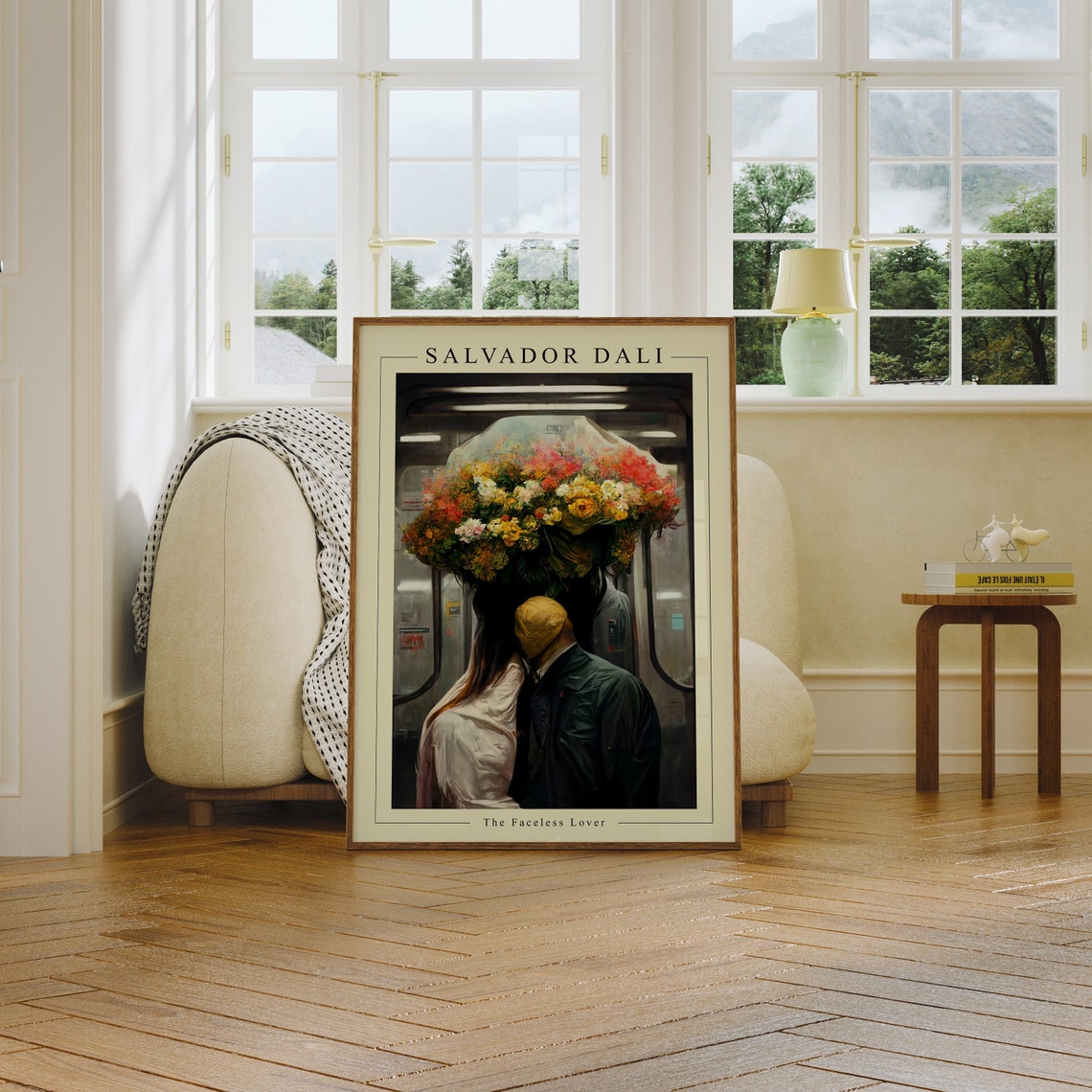 Salvador Dali The Faceless Lover Flower Face Kiss Surreal Art Poster