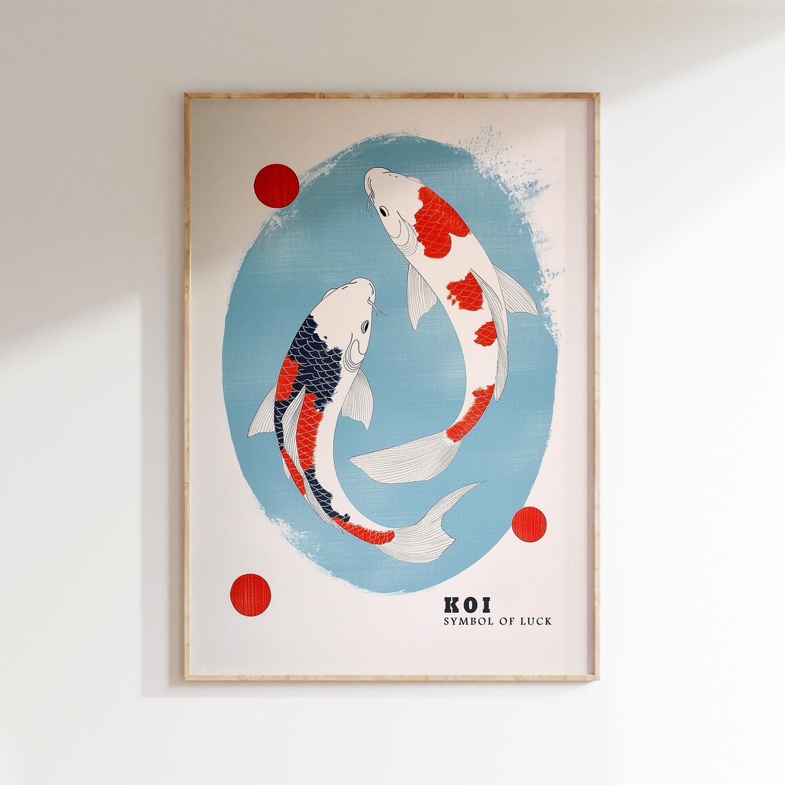 Bold Koi Symbol Of Luck Two Fish Japanese Yin Yang Art Poster - Image 2