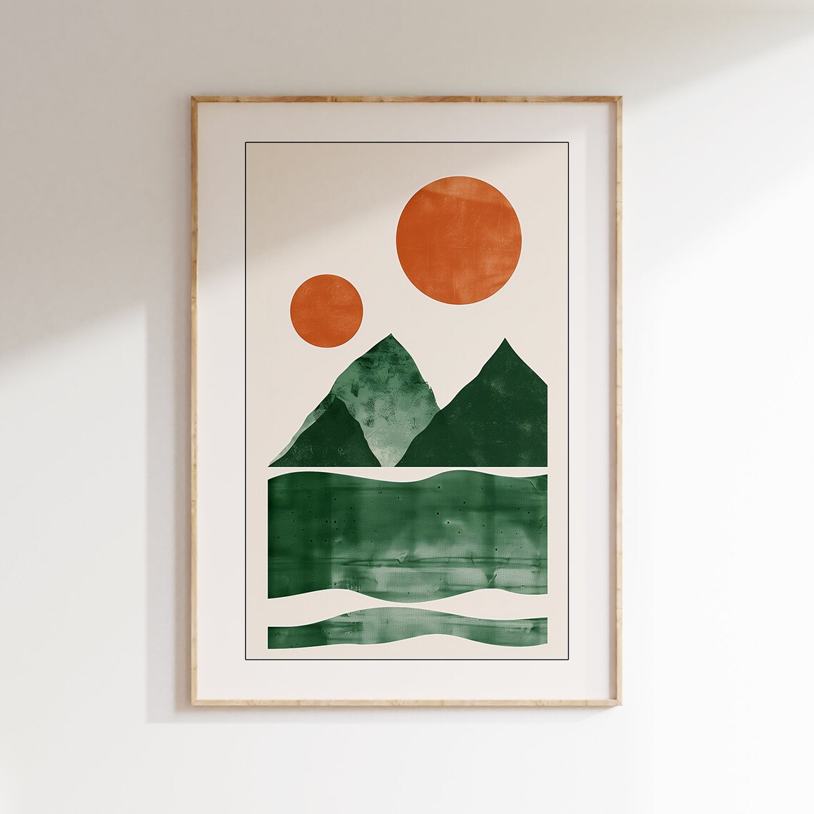 Green Abstract Landscape Poster, Boho Mountain Print - Image 2