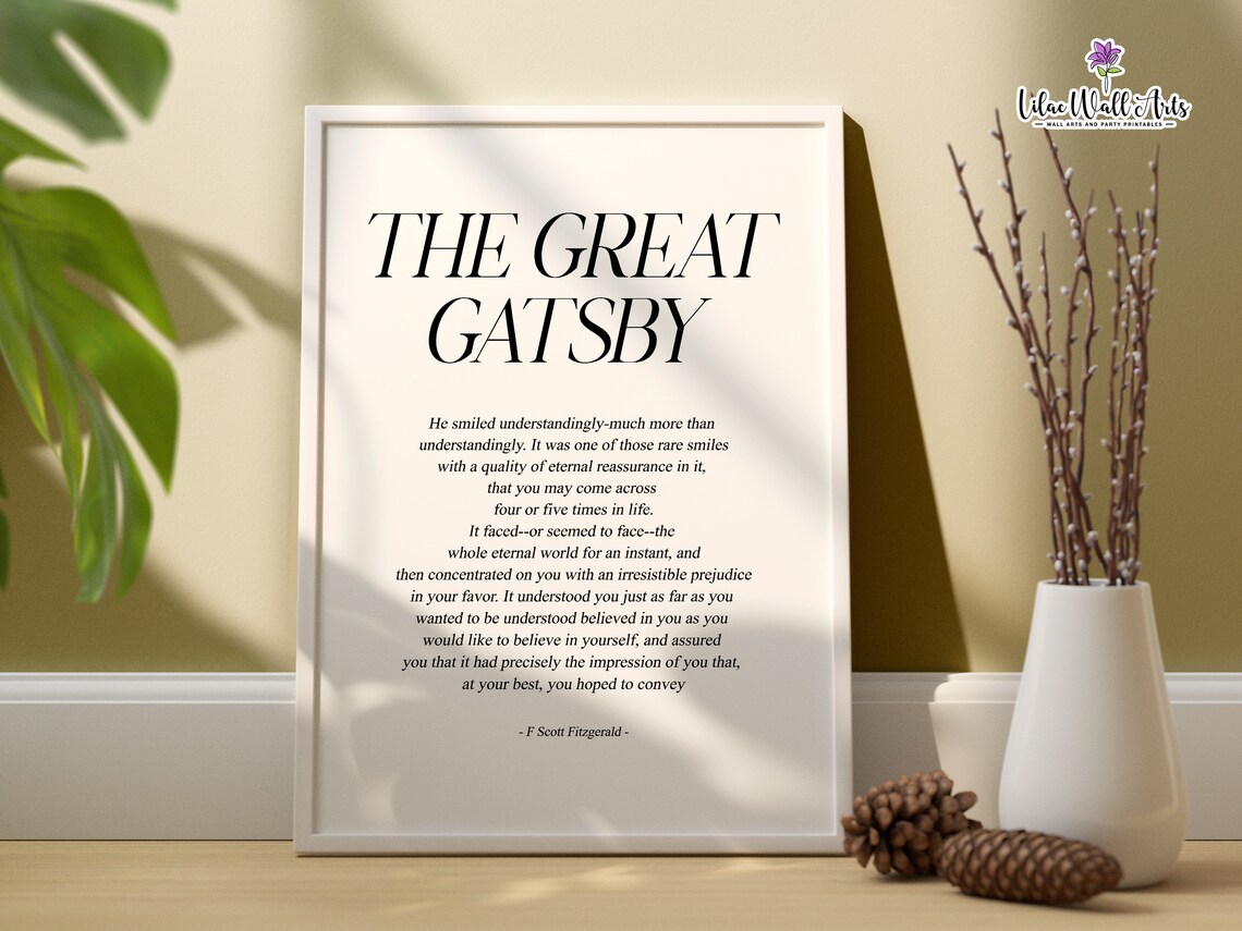 The Great Gatsby F Scott Fitzgerald Classic Literary Quote Poster - Image 6