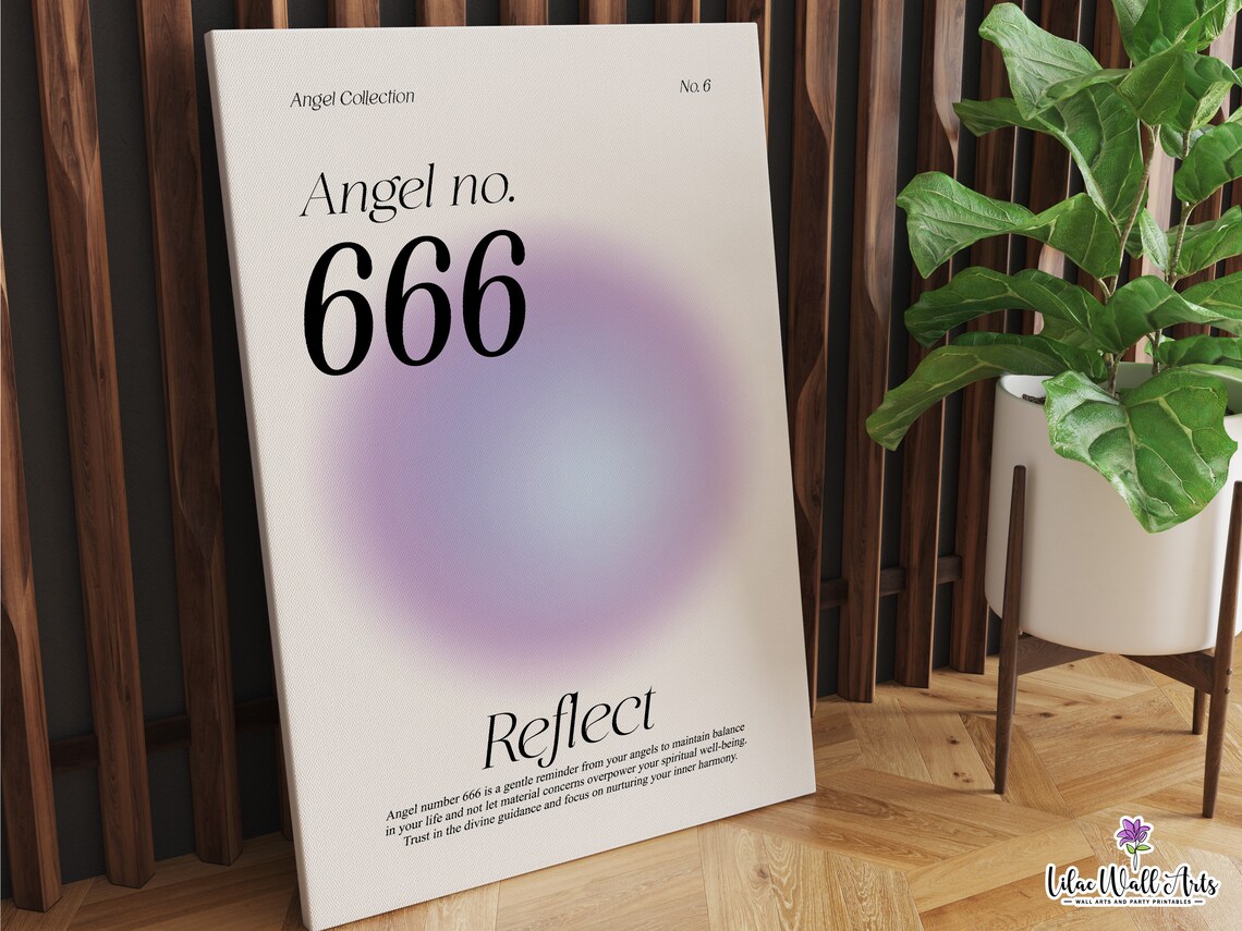 Angel Number 666 Reflect Purple Aura Inner Harmony Spiritual Poster