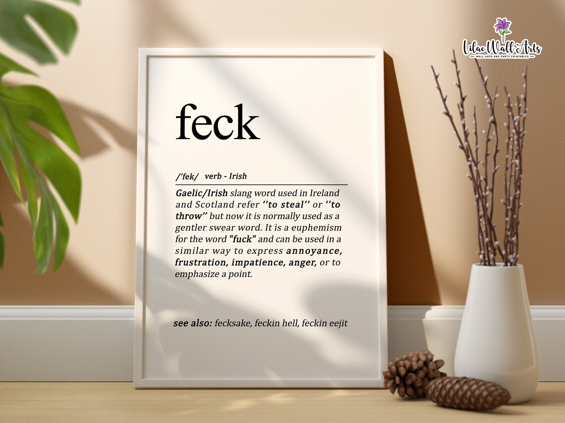 Feck Irish Definition Funny Irish Gift Print