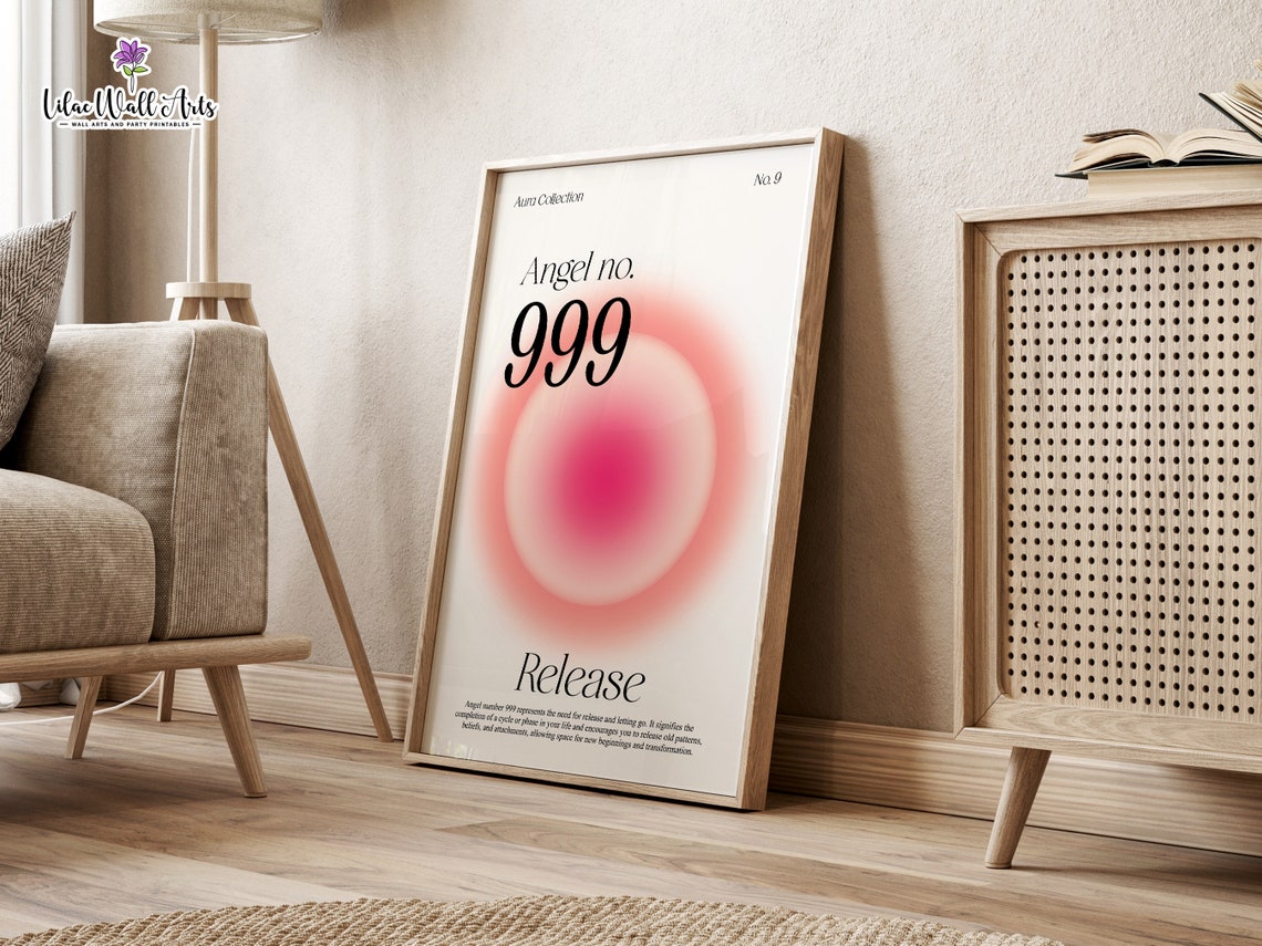 999 Angel Number Aura Poster 999 Poster 999 Decal 999 Merch 1234 Angel Numbers Numerology Art Aura Energy Print High Vibration Art - Image 5
