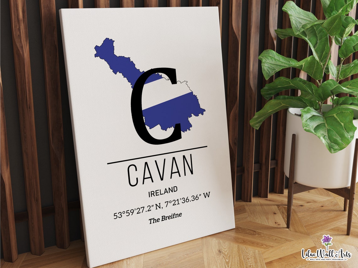 County Cavan Map The Breifne Blue White Monogram Travel Poster - Image 6
