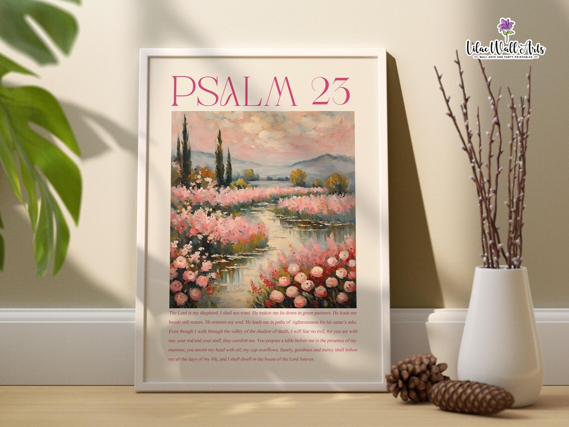 Psalm 23 Pink Christian Scripture Art Print