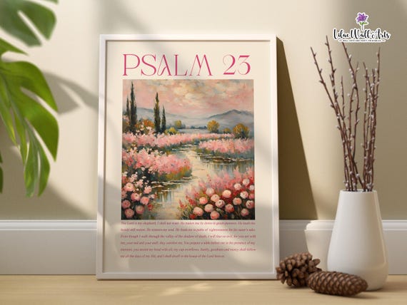 Psalm 23 Pink Christian Scripture Art Print