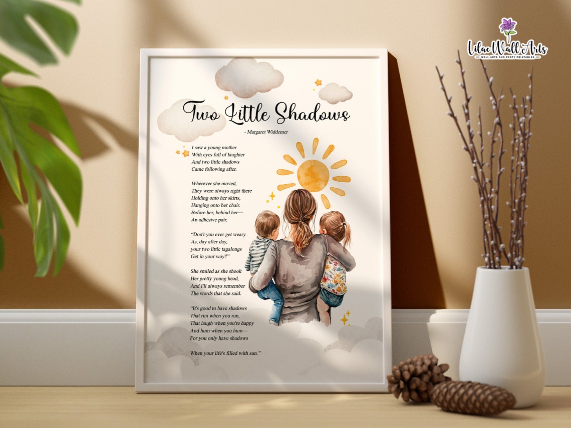 Two Little Shadows Twin Mom Motherhood Poem Sun Nursery Art Poster - Image 2