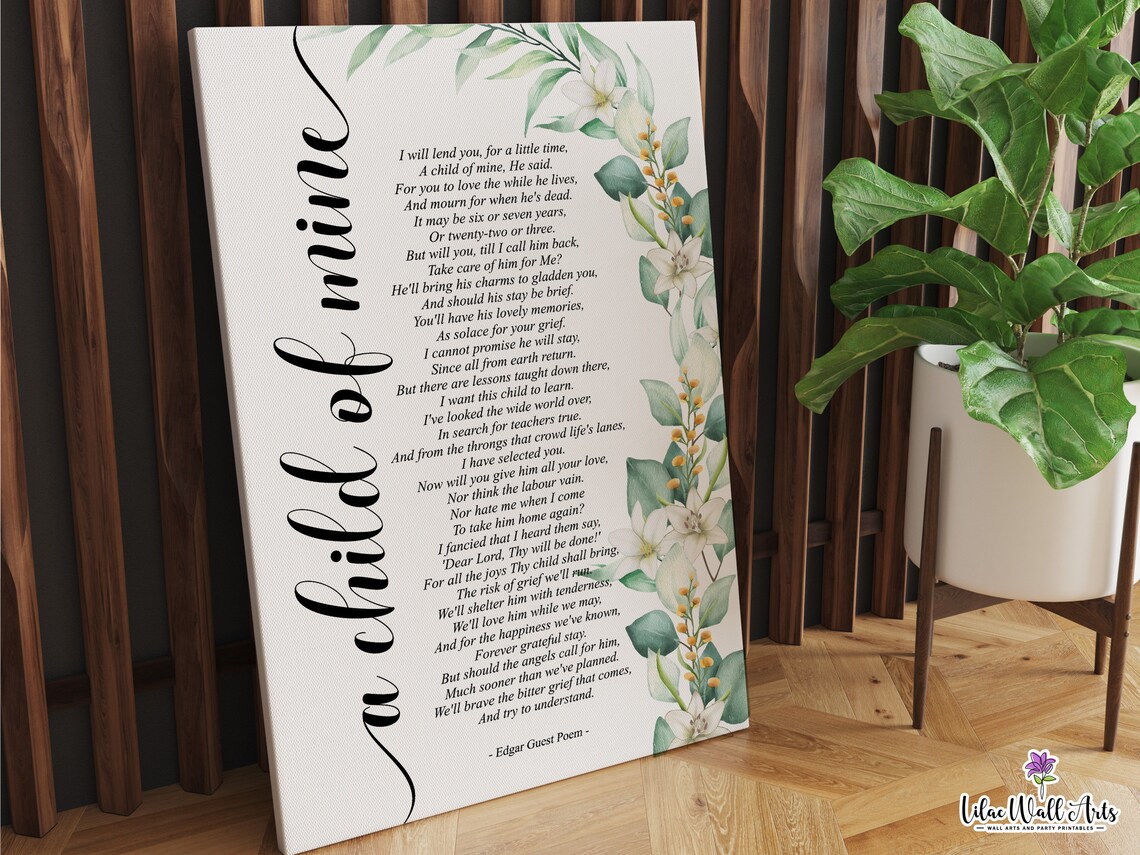 A Child of Mine Edgar Guest Poem Sympathy Memorial Gift Poster - Image 6