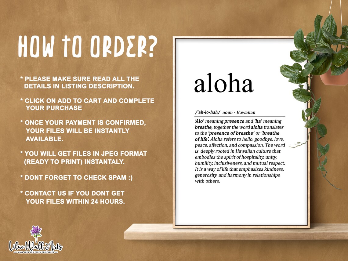 Aloha Definition Poster, Hawaiian Wall Decor - Image 2
