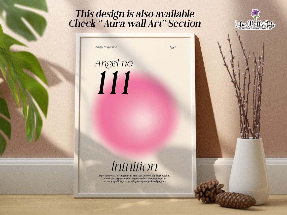 Angel Number 111 Intuition Pink Aura Inner Wisdom Spiritual Poster - Image 2