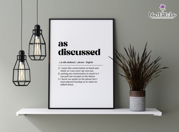 As Discussed Funny Office Dictionary Definition Print for Work