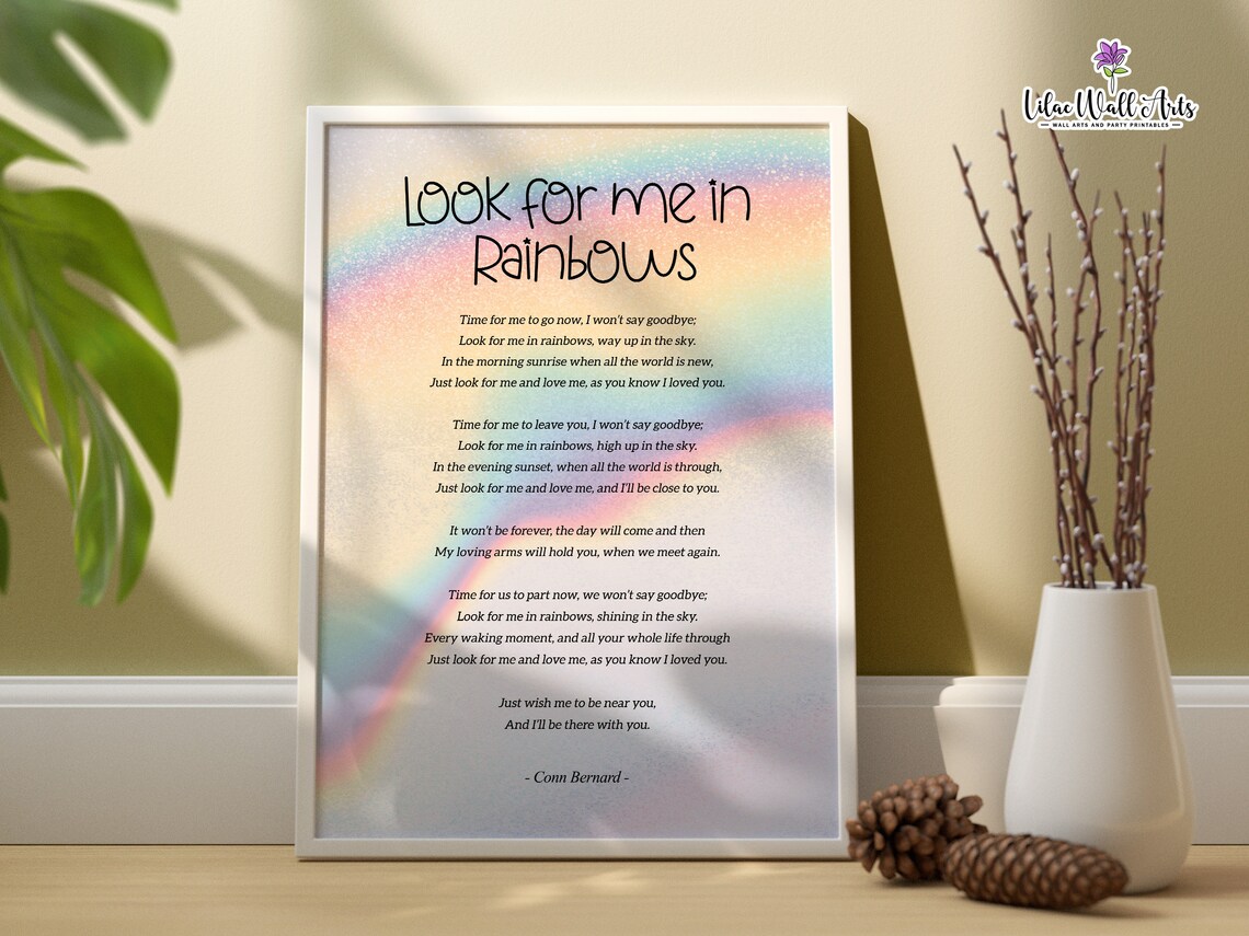 Look For Me In Rainbows Memorial Gift Poster